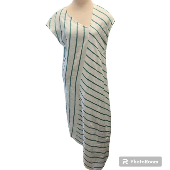 Tahari Linen high low hem midi dress